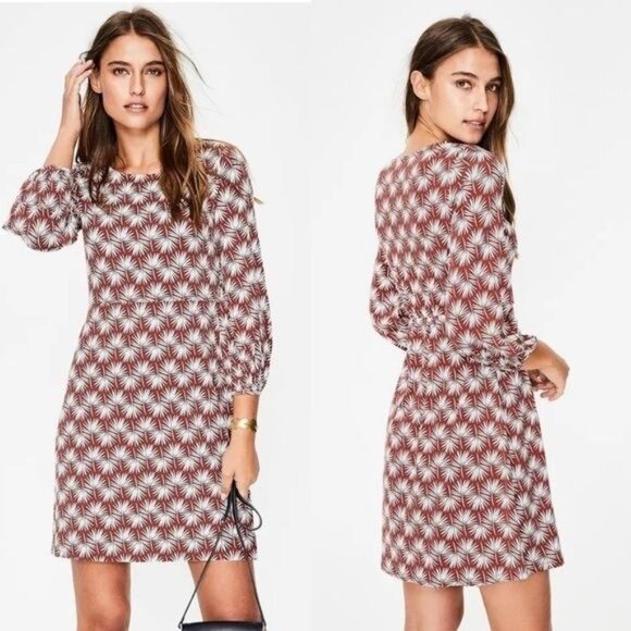 Boden Lucie Tunic Dress in Orange White Floral Print Fall Holiday Feminine 6P - Picture 3 of 10